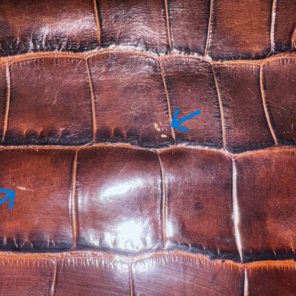 Vintage Brighton Croc-Embossed Leather Silver Metal Clutch Fold-Over & Crossbody - Picture 10 of 12